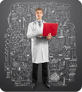Doctor with laptop.